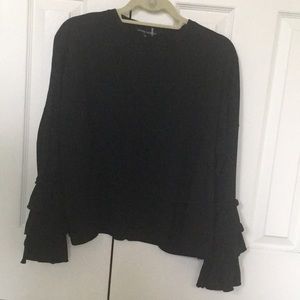 Black long sleeve ruffle sleeve top